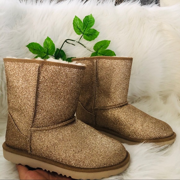 UGG Kid's Classic Short II Glitter Boots - Picture 2 of 5